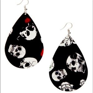 3/$20 Frankie and Stein Skull Teardrop Earrings 3”